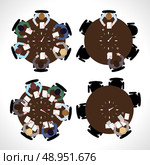 Business people workday on table top view isolated vector illustration. Стоковая иллюстрация, агентство Ingram Publishing / Фотобанк Лори
