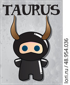 Zodiac sign Taurus with cute black ninja character. Стоковая иллюстрация, агентство Ingram Publishing / Фотобанк Лори