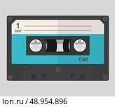 Audio tape cassette record, flat design. Стоковая иллюстрация, агентство Ingram Publishing / Фотобанк Лори