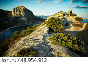 Mountains and sea at sunset. Crimea landscape. Nature background. Стоковое фото, агентство Ingram Publishing / Фотобанк Лори