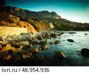 Mountains and sea at sunset. Crimea landscape. Nature background. Стоковое фото, агентство Ingram Publishing / Фотобанк Лори