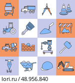 Construction tools industrial flat line web site icons set isolated vector illustration. Стоковая иллюстрация, агентство Ingram Publishing / Фотобанк Лори