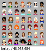Image of flat round icons with women of different species. Vector illustration. Стоковая иллюстрация, агентство Ingram Publishing / Фотобанк Лори