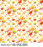 Seamless cupcake pattern. Стоковая иллюстрация, агентство Ingram Publishing / Фотобанк Лори