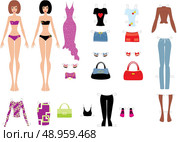 Paper dolls with clothes. Стоковая иллюстрация, агентство Ingram Publishing / Фотобанк Лори