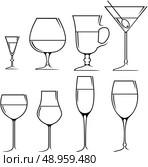 Set of symbols and icons glasses for alcoholic drinks. Стоковая иллюстрация, агентство Ingram Publishing / Фотобанк Лори