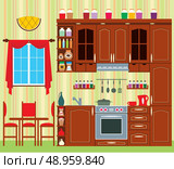 Picture of a kitchen with a window, a table and chairs. Стоковая иллюстрация, агентство Ingram Publishing / Фотобанк Лори