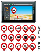 GPS navigator with the pointer autoservice. vector, gradient, EPS10. Стоковая иллюстрация, агентство Ingram Publishing / Фотобанк Лори