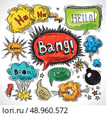 Comic speech bubble sketch design element symbol boom splash bomb vector illustration. Стоковая иллюстрация, агентство Ingram Publishing / Фотобанк Лори