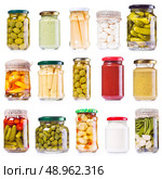 various preserved food isolated on white background. Стоковое фото, агентство Ingram Publishing / Фотобанк Лори