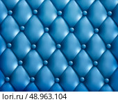 Blue button-tufted leather background. Vector illustration. Стоковая иллюстрация, агентство Ingram Publishing / Фотобанк Лори