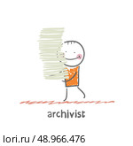 archivist. . Fun cartoon style illustration. The situation of life. Стоковая иллюстрация, агентство Ingram Publishing / Фотобанк Лори