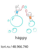 happy. Fun cartoon style illustration. The situation of life. Стоковая иллюстрация, агентство Ingram Publishing / Фотобанк Лори