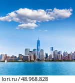 Manhattan New York skyline from Hudson River in USA US. Стоковое фото, агентство Ingram Publishing / Фотобанк Лори