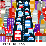 A stylized image of the urban automobile traffic in the big city. Стоковая иллюстрация, агентство Ingram Publishing / Фотобанк Лори