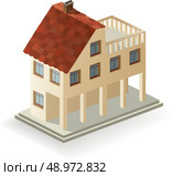 Vector isometric view of a country house. Стоковая иллюстрация, агентство Ingram Publishing / Фотобанк Лори