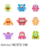Group of monster alien mutant colorful character set isolated vector illustration. Стоковая иллюстрация, агентство Ingram Publishing / Фотобанк Лори