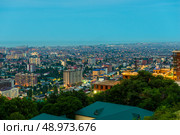 Evening view of the coastal city of Makhachkala from the observation deck of Mount Tarki-Tau. Dagestan. Стоковое фото, фотограф Константин Лабунский / Фотобанк Лори