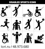 Disabled sports black pictogram invalid people icons set isolated vector illustration. Стоковая иллюстрация, агентство Ingram Publishing / Фотобанк Лори