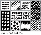Set of creative cards with blots and scribbles. Vector illustration. Стоковая иллюстрация, агентство Ingram Publishing / Фотобанк Лори