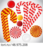 Vector set with different red and white candies. Стоковая иллюстрация, агентство Ingram Publishing / Фотобанк Лори