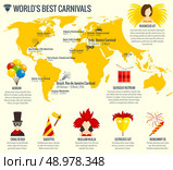 World best carnival season infographic poster print with german carriage and venetian eye mask abstract vector illustration. Стоковая иллюстрация, агентство Ingram Publishing / Фотобанк Лори