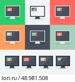 Responsive web design on monitors with different aspect ratio size 15" 24" 27" 17" in flat design. Set for web and mobile applications. Стоковая иллюстрация, агентство Ingram Publishing / Фотобанк Лори