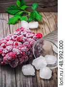 frozen in briquette ripe raspberry fruit . Стоковое фото, агентство Ingram Publishing / Фотобанк Лори