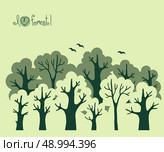 Abstract banner of green deciduous  forest. Vector illustration. Стоковая иллюстрация, агентство Ingram Publishing / Фотобанк Лори
