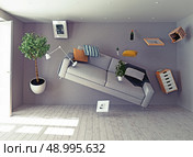zero-gravity interior. 3d creative concept. Стоковое фото, агентство Ingram Publishing / Фотобанк Лори