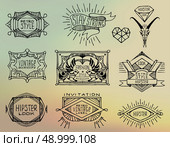 Abstract  retro vintage design. Line labels, insignias, badges, frames, borders. Стоковая иллюстрация, агентство Ingram Publishing / Фотобанк Лори