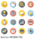 Colorful business icons flat set with leader rocket business symbols isolated vector illustration. Colorful business icons flat set. Стоковая иллюстрация, агентство Ingram Publishing / Фотобанк Лори