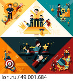 Success corners set with popularity leader and career flat elements isolated vector illustration. Success Corners Set. Стоковая иллюстрация, агентство Ingram Publishing / Фотобанк Лори