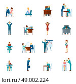 Depression and frustration at work and home flat icons set isolated vector illustration. Depression Flat Icons Set. Стоковая иллюстрация, агентство Ingram Publishing / Фотобанк Лори