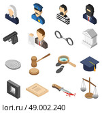 Justice Isometric Color Icon Set . Heist robbers and police court lawyer and justice 3d isometric color icon set isolated vector illustration . Стоковая иллюстрация, агентство Ingram Publishing / Фотобанк Лори