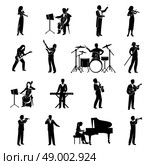 Rock pop and classical musicians icons black silhouettes set isolated vector illustration. Musicians Icons Black. Стоковая иллюстрация, агентство Ingram Publishing / Фотобанк Лори