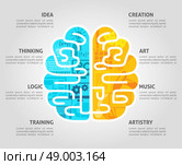 Brain function concept with left intellectual and right emotional hemispheres flat vector illustration. Brain Concept Flat. Стоковая иллюстрация, агентство Ingram Publishing / Фотобанк Лори