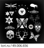 Abstract  gothic sacral illustration with polygon,  crystal design element, symbol, sign for tattoo. Стоковая иллюстрация, агентство Ingram Publishing / Фотобанк Лори