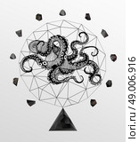 Abstract  gothic sacral illustration with polygon,  crystal design element, symbol, sign for tattoo. Стоковая иллюстрация, агентство Ingram Publishing / Фотобанк Лори