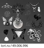 Abstract  gothic sacral illustration with polygon,  crystal design element, symbol, sign for tattoo. Стоковая иллюстрация, агентство Ingram Publishing / Фотобанк Лори