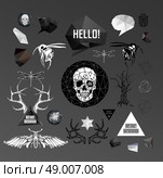 Abstract  hipster element,  drawn by hand illustration with polygon,  crystal design element, symbol, sign for tattoo. Стоковая иллюстрация, агентство Ingram Publishing / Фотобанк Лори