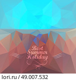 Polygonal seaside view sammer poster  with typography elements. Polygonal background illustration. Seaside view. Стоковая иллюстрация, агентство Ingram Publishing / Фотобанк Лори