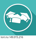 Icon Graduation cap on white circle with a long shadow. Стоковая иллюстрация, агентство Ingram Publishing / Фотобанк Лори