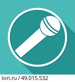 microphone icon on white circle with a long shadow. Стоковая иллюстрация, агентство Ingram Publishing / Фотобанк Лори
