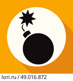 Bomb icon on white circle with a long shadow. Стоковая иллюстрация, агентство Ingram Publishing / Фотобанк Лори