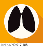 Icon Lungs on white circle with a long shadow. Стоковая иллюстрация, агентство Ingram Publishing / Фотобанк Лори