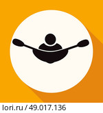rowing icon on white circle with a long shadow. Стоковая иллюстрация, агентство Ingram Publishing / Фотобанк Лори