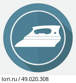 Icon Steam iron on white circle with a long shadow. Стоковая иллюстрация, агентство Ingram Publishing / Фотобанк Лори