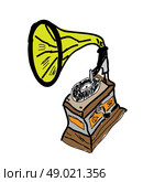 sketch illustration of phonograph. Стоковая иллюстрация, агентство Ingram Publishing / Фотобанк Лори