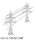 Power lines. Hand drawn sketch illustration. Стоковая иллюстрация, агентство Ingram Publishing / Фотобанк Лори